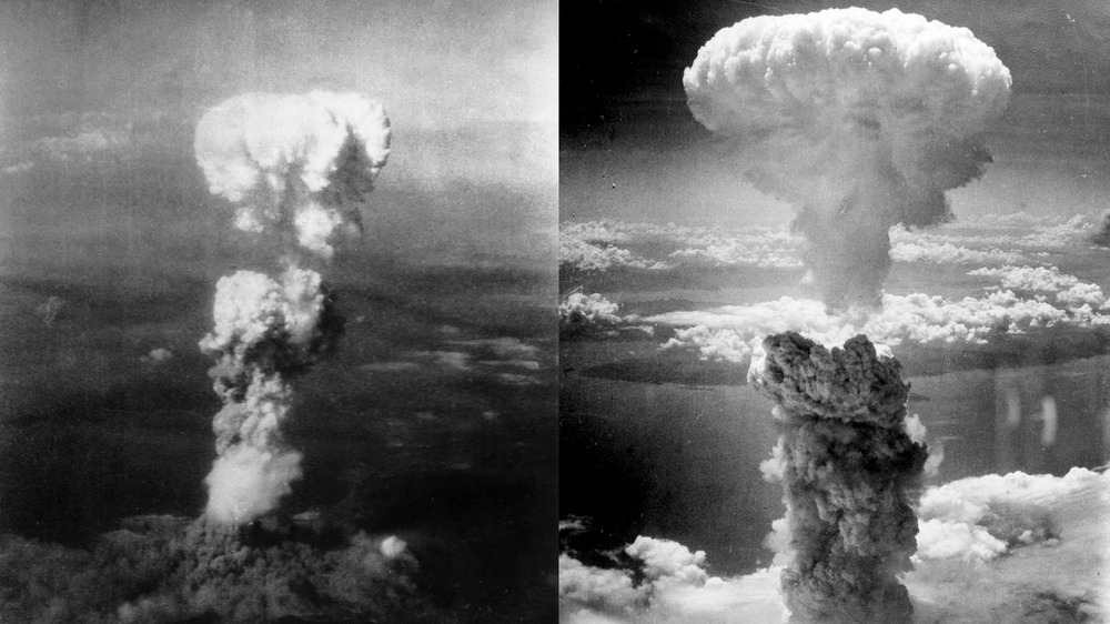 Bombing Hiroshima (left), Nagasaki (right)