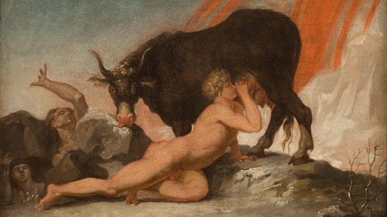 Ymir nursing from the cow Adhumla