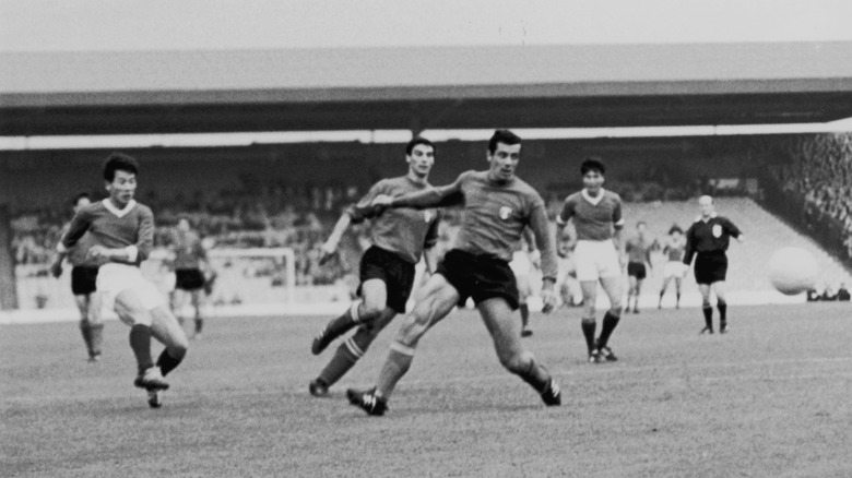 Pak Doo-Ik scores against Italy at the World Cup