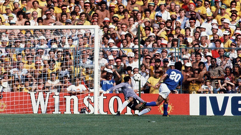 Paolo Rossi scores at the 1982 World Cup