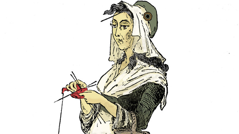 Woman knitting during the French Revolution