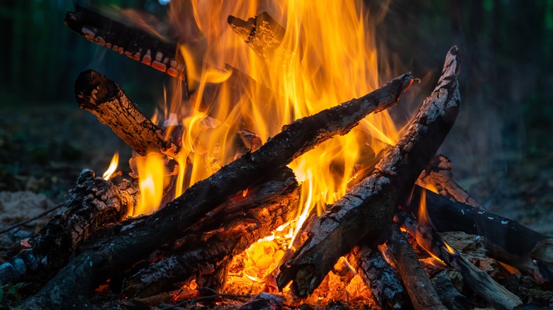 Bonfire with blazing orange flames
