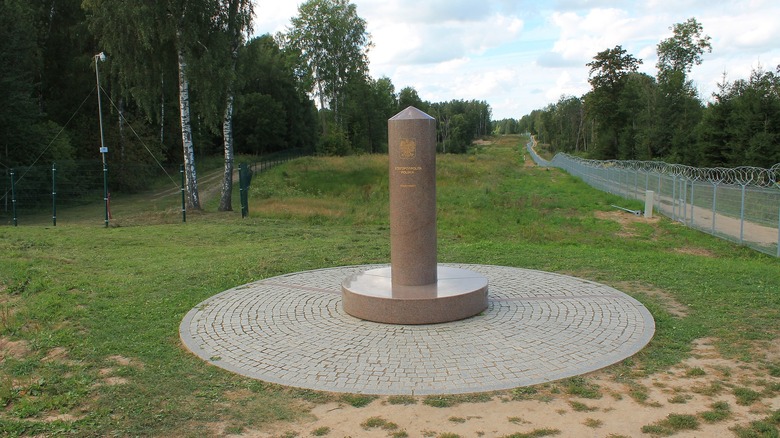 Poland, Lithuania, and Russian border marker