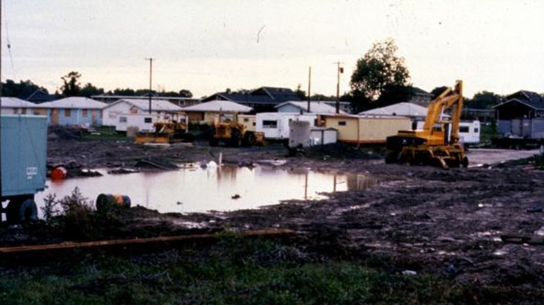 Love canal pre-1982 with muddy area construction site