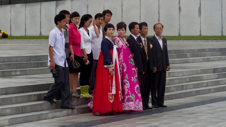 A North Korean family posing