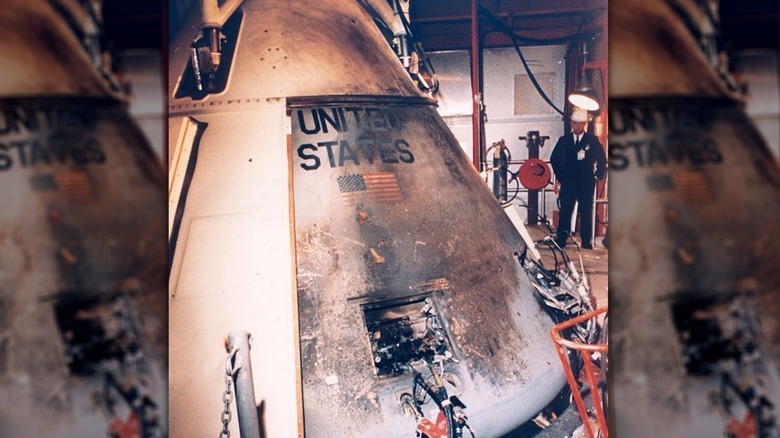 Burnt exterior of Apollo 1 capsule