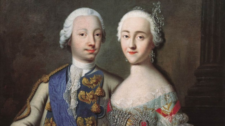 Portrait of Grand Duke Peter Fedorovich (future Peter III) and his wife Grand Duchess Catherine Alexeevna (future Catherine II)