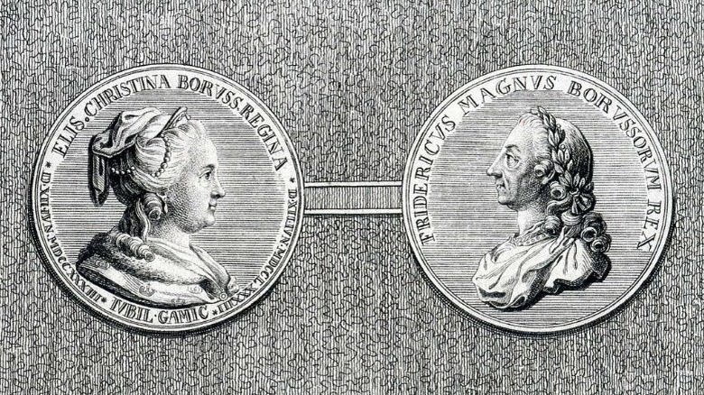 Frederick II and Elisabeth Christina of Brunswick-Bevern medallions for their wedding anniversary