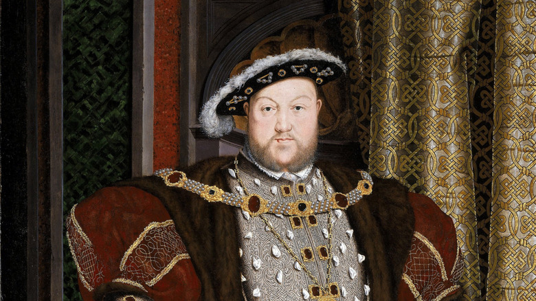 Detail of a full-length portrait of Henry VIII