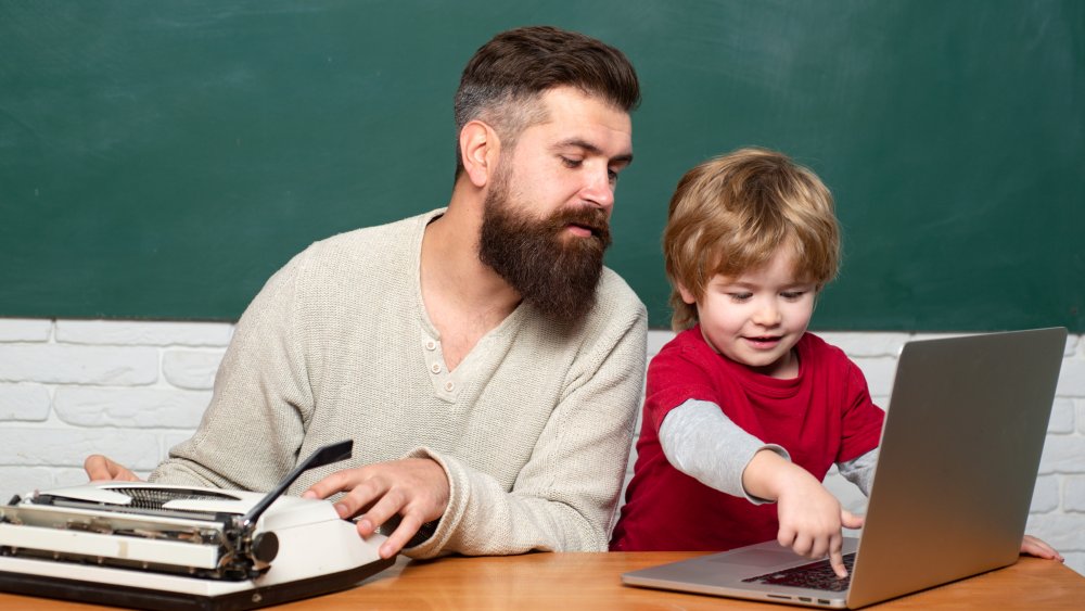 Millennial dad in school