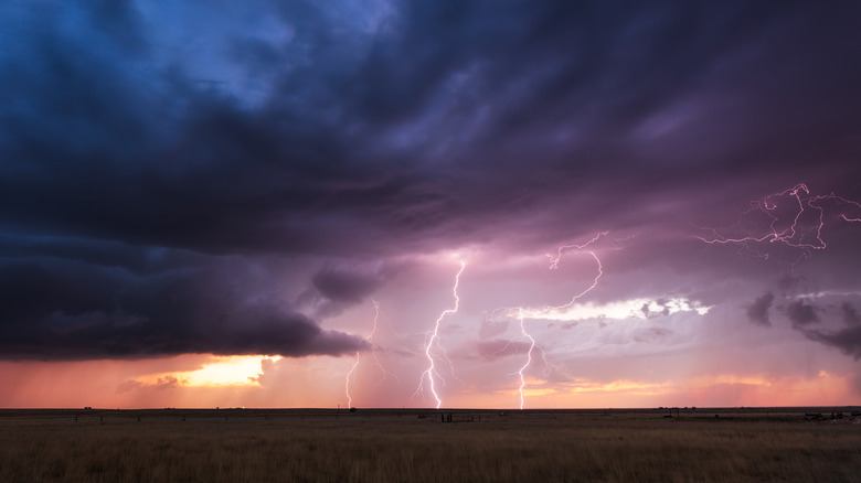 lightning over plains evening