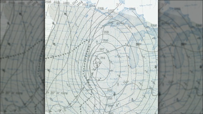 Armistice Day Blizzard surface map