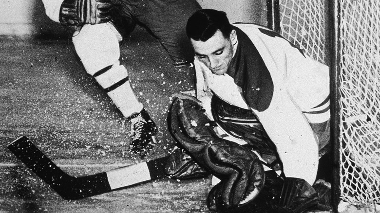 Jacques Plante making a save