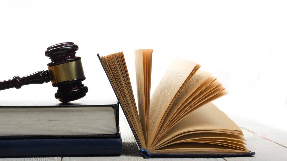 A depiction of law using a gavel and books