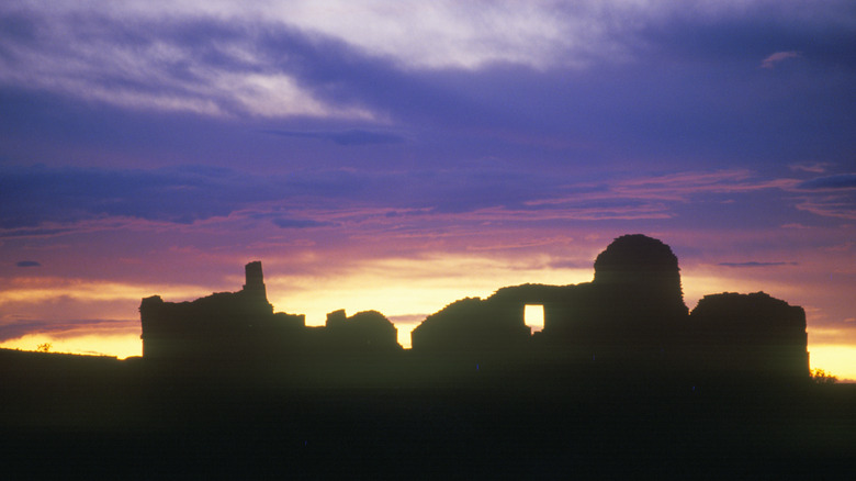 Sunset over ancient ruins of Chaco Canyon