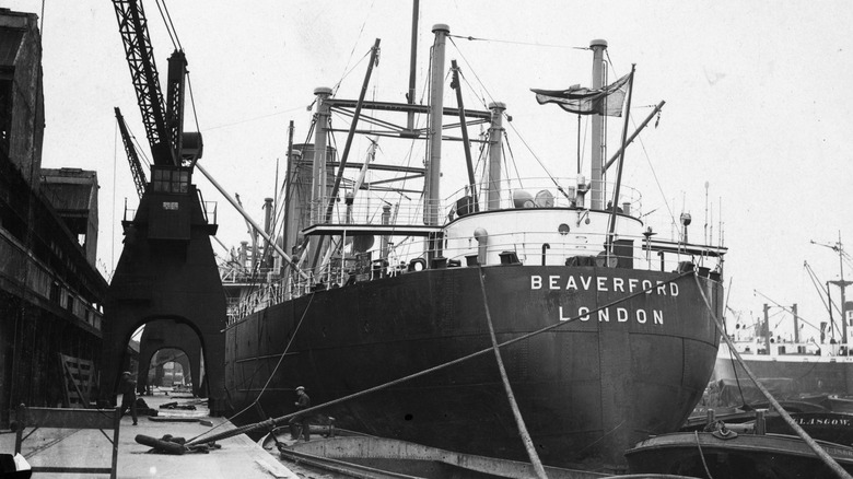 SS Beaverford in loading dock