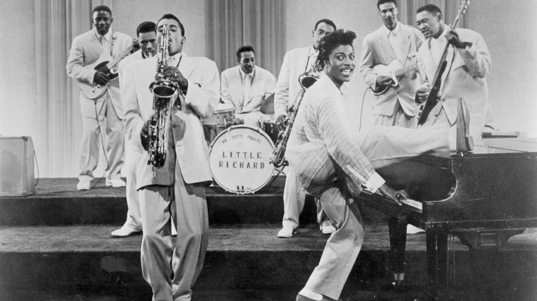 Little Richard performs with his band