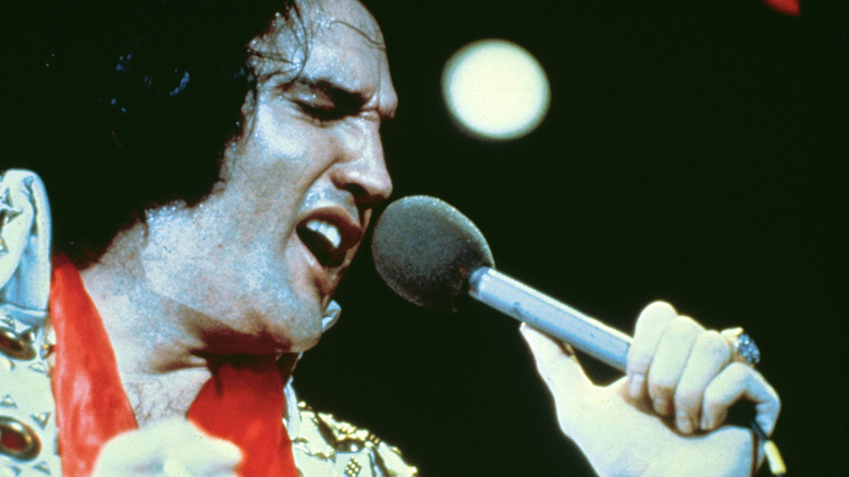 Elvis Presley performing in the 1970s