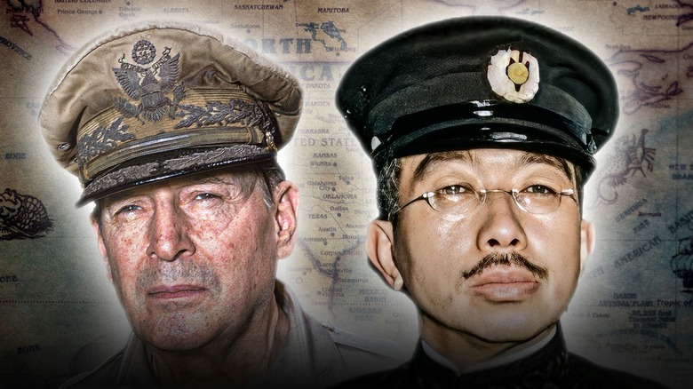 General Douglas MacArthur and a Japanese soldier