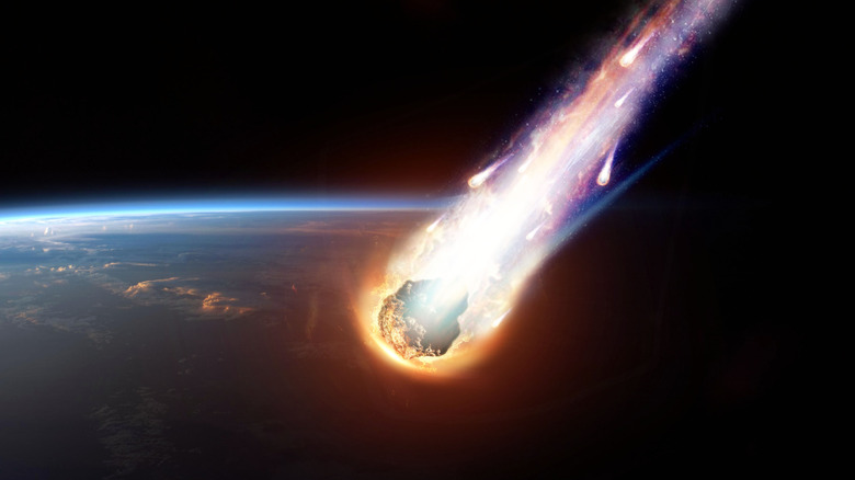 flaming meteor entering earth's atmosphere