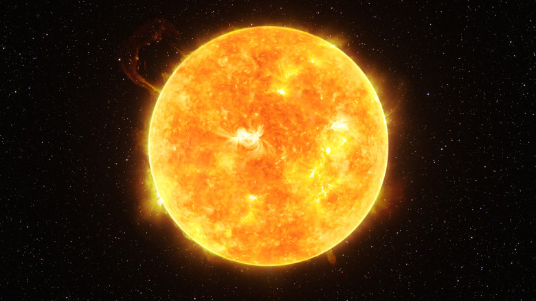 illustration of yellow burning sun