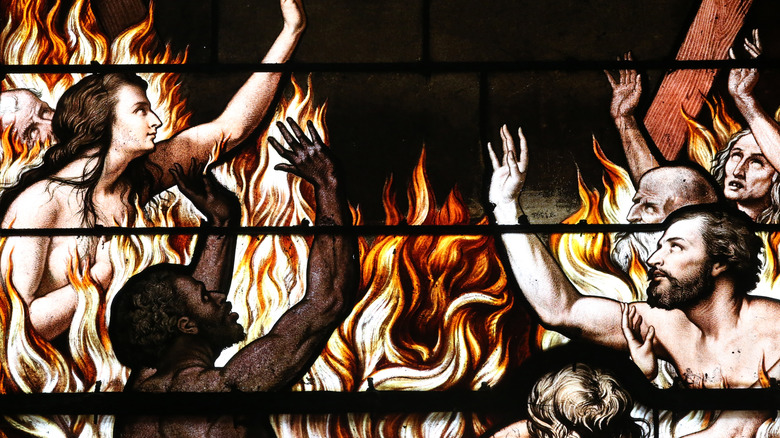 Lake of Fire stained glass