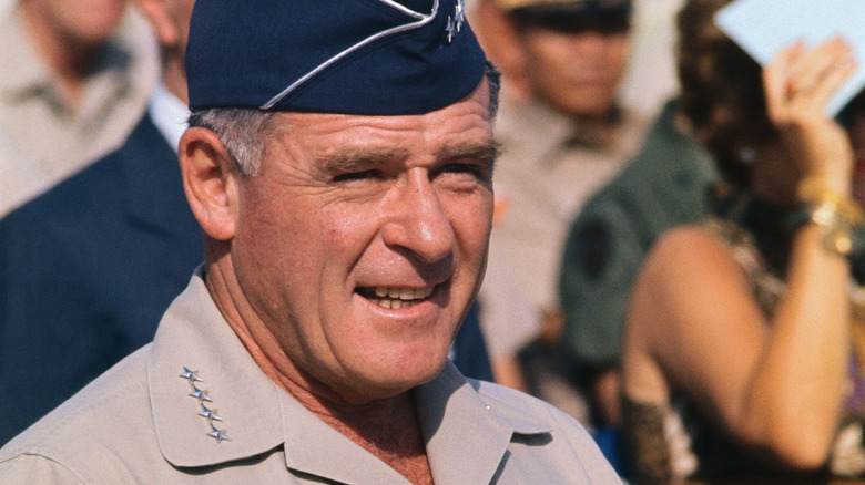 Gen. John D. Lavelle in front of troops in Vietnam