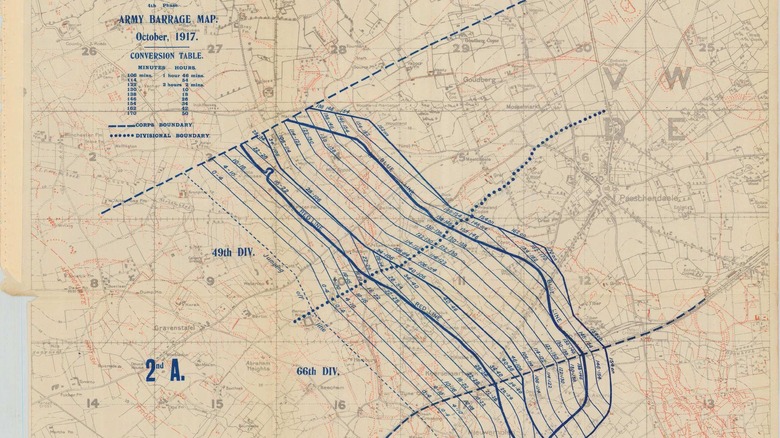 ANZAC artillery barrage map for October 1917 Battle of Poelcappelle