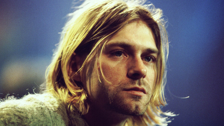 Kurt Cobain looking into the distance on MTV