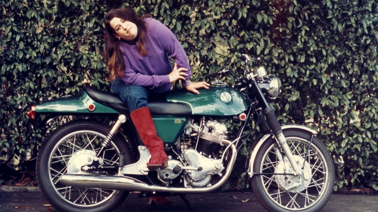 Cass Elliot on motorbike