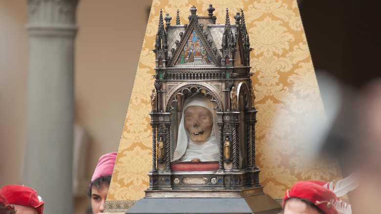 Catherine of Siena's head in reliquary in procession