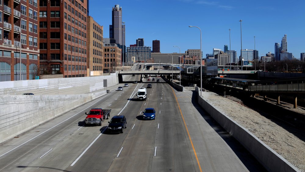 Westbound traffic on the Eisenhower Expressway in Chicago, Illinois on March 7, 2020.