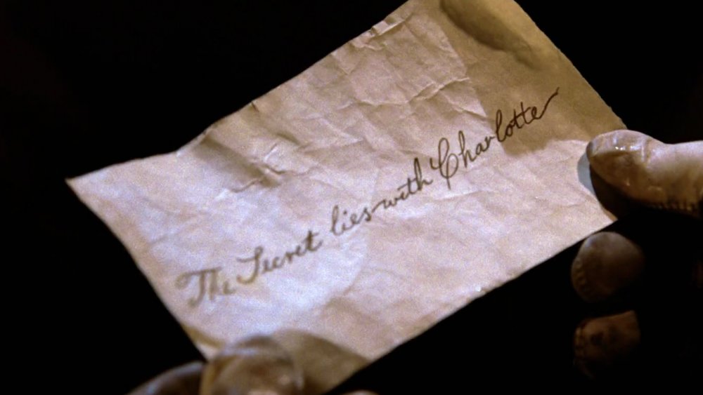 Note from National Treasure that reads "The secret lies with Charlotte"