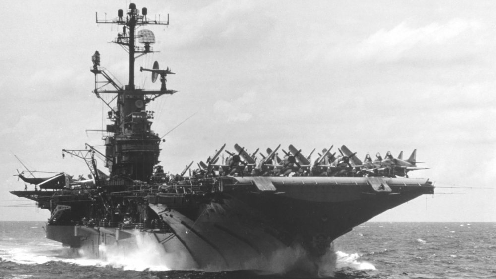 Navy photo of the U.S.S. Intrepid off Vietnam, 1966