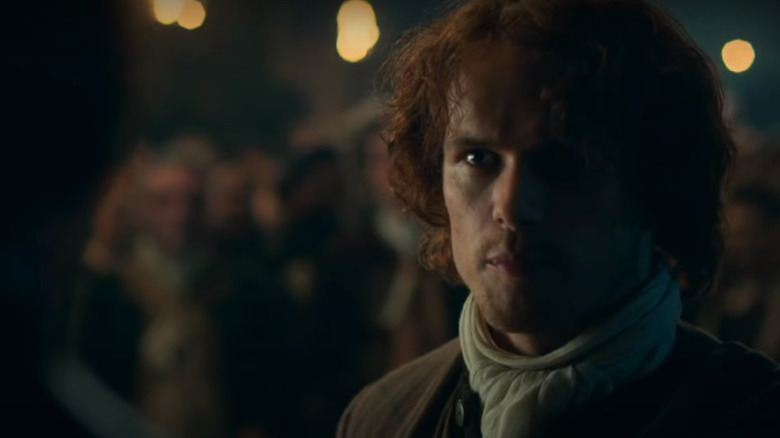 Jamie Fraser looking serious