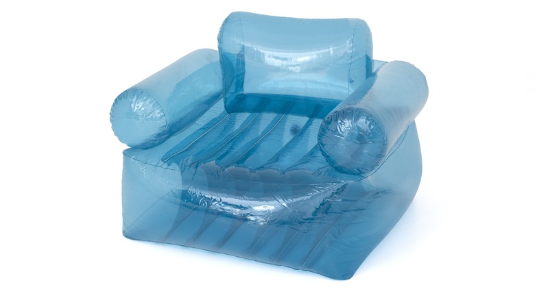 blue inflatable plastic chair