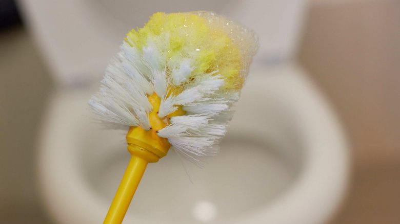 Cleaning the toilet