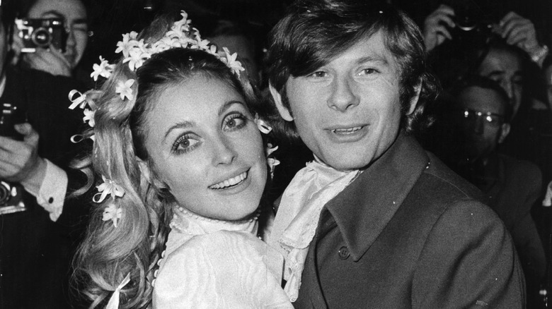 Sharon Tate and Roman Polanski embrace on their wedding day