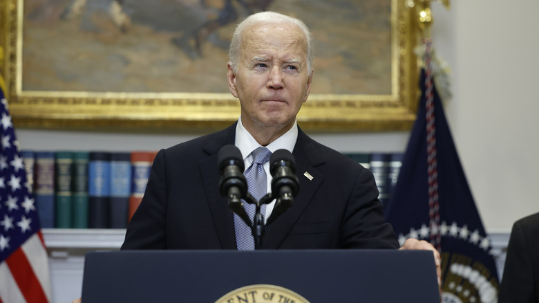 Joe Biden speaking at podium