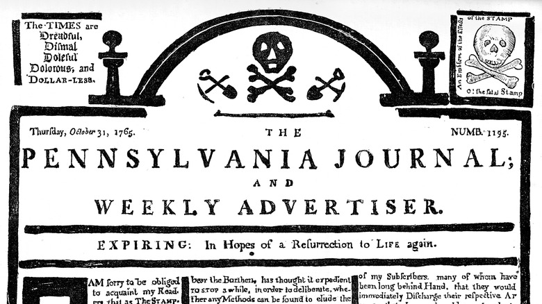 Facsimile of the Pennsylvania Journal on the Stamp Act, 1765