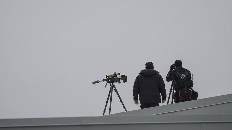 Police snipers on rooftop