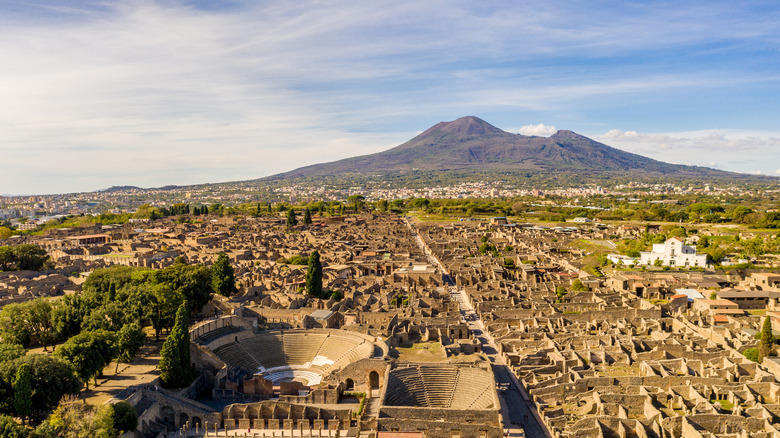 aerial view Pompeii ruins today