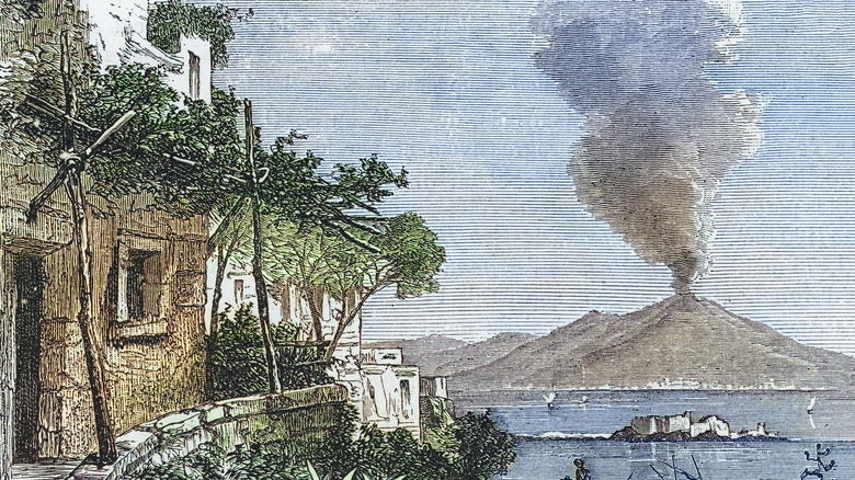 Illustration of Vesuvius erupting