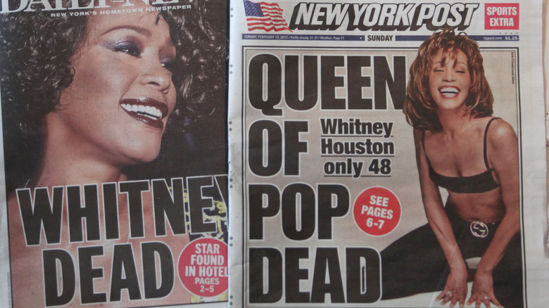 Newspapers covering Whitney Houston's death