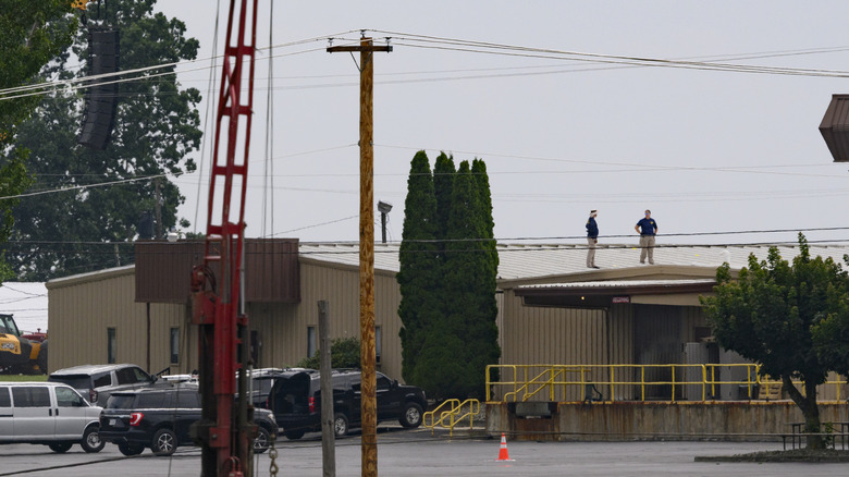 Security personnel on roof at Trump rally