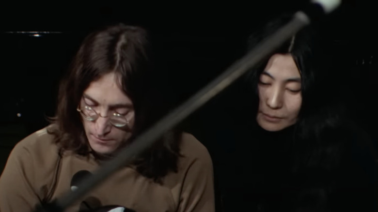 john lennon yoko ono looking down let it be