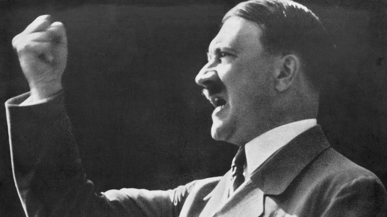 Adolf Hitler with first raised