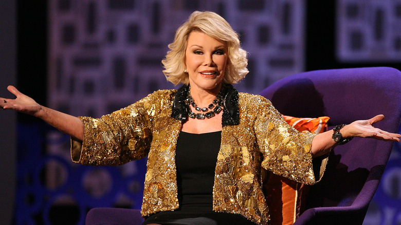 Joan Rivers gesturing