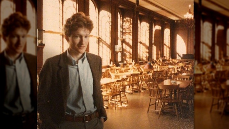 Conan O'Brien smiling Harvard dining room