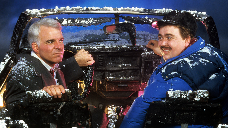 Steve Martin and John Candy car snow movie promo